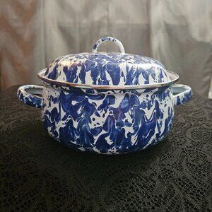 NWOT Golden Rabbit Blue & White Enamelware (no box) - "Cobalt Swirl"